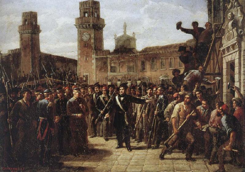 Vincenzo Giacomelli Daniele Manin and the Insurgents Capture the Arsenal oil painting picture